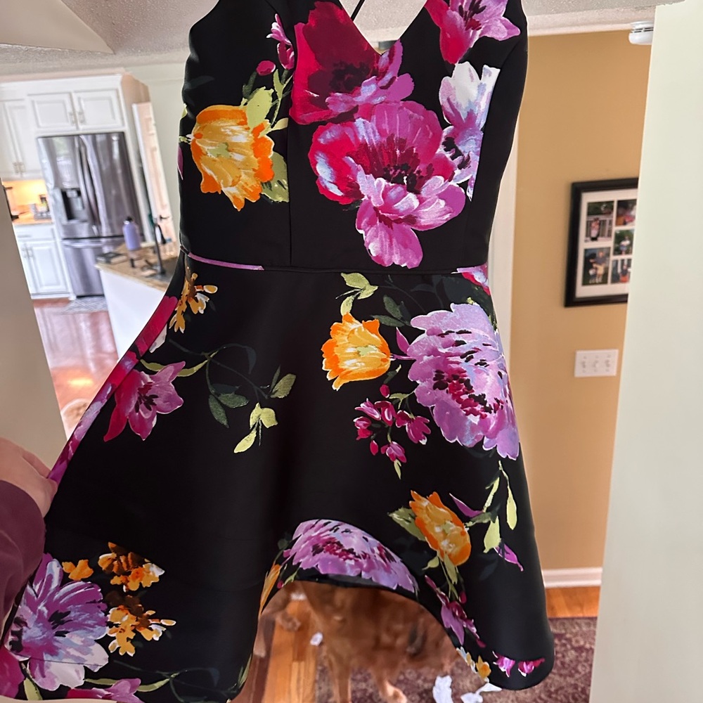 Macy's Black and Pink Fit and Flare Cocktail Dress